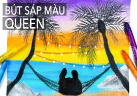 Vẽ tranh phong cảnh cây dừa đơn giản bằng màu sáp I Màu sáp Queen I Series vẽ màu sáp Queen #1